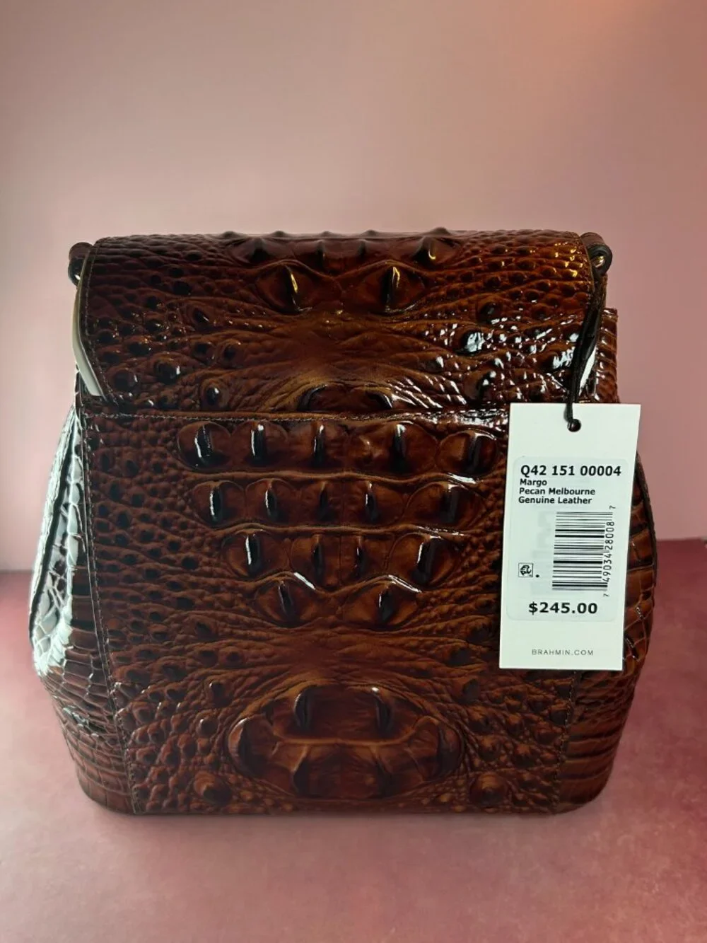 BRAHMIN MARGO CROCODILE-EMBOSSED CROSSBODY BAG - Picture 7 of 12